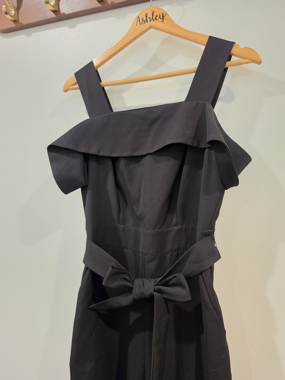 Women’s Black Off-Shoulder Jumpsuit with Bow Waist